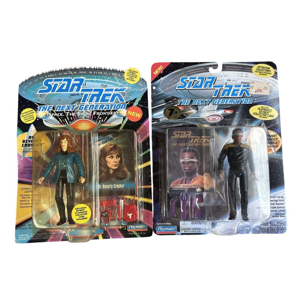 Star Trek Action The Next Generation Figures Dr Beverly Crusher & Geordi LaForge